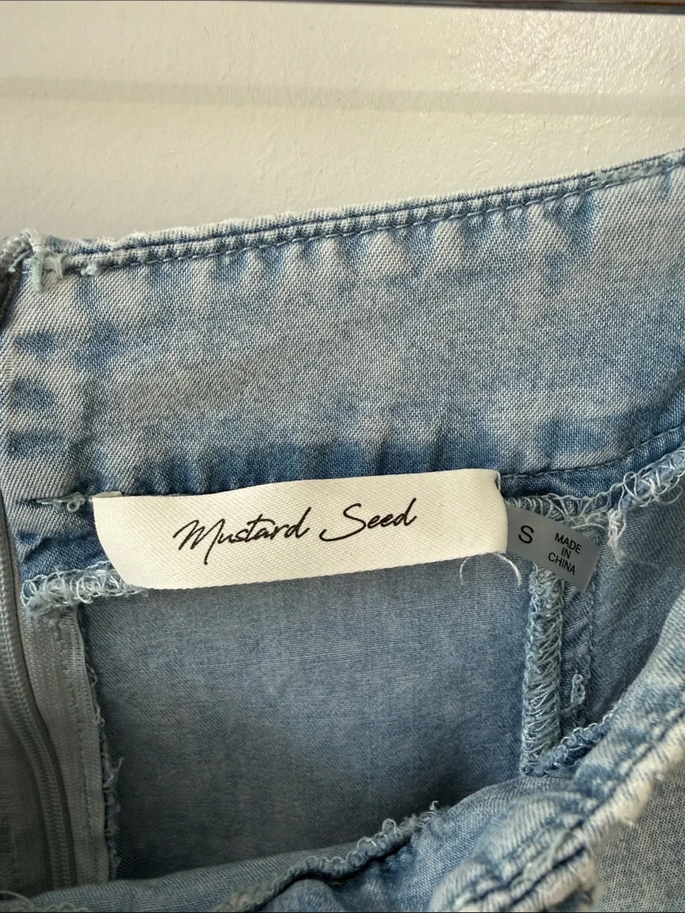 Mustard Seed Light Wash Denim A-Line Maxi Skirt - Picture 3 of 4